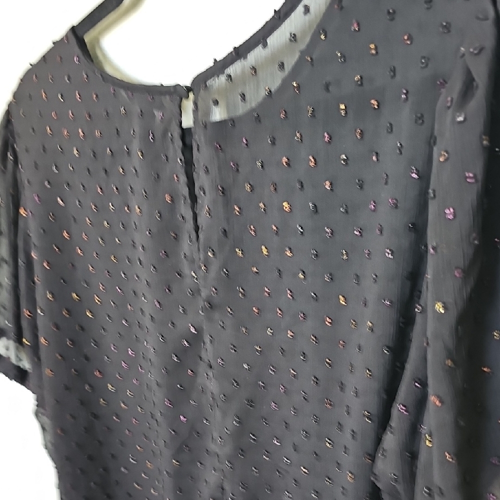 Torrid Witchy Flirty Abbey Rainbow Clip Dot Sheer Short Sleeve Blouse Top 0X - Picture 9 of 12